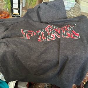 Gray hoodie from pink that has red and green size m